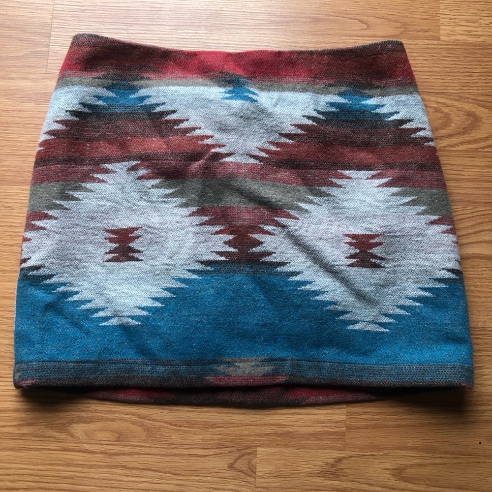 American Eagle Outfitters Aztec Mini Skirt - Blue, Rust, Gray